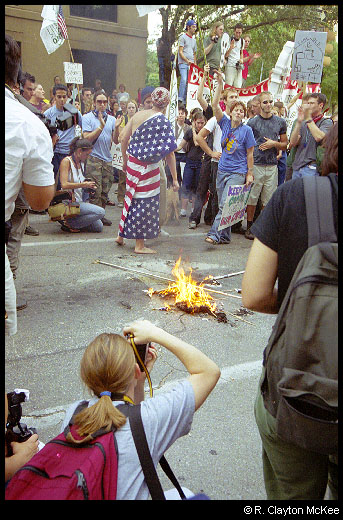 The obligatory "Flag Burning" was treated somewhat perfunctorily by the protesters; the only people who paid attention were photographers looking for something to shoot....