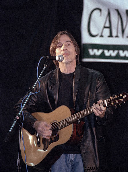 Singer/Songwriter/Acitivist Jackson Browne on stage before a capacity crowd of about 5500 in the Tony Burger center.  Browne was one of the musical headliners for the  Democracy Rising political rally in Austin, Texas.