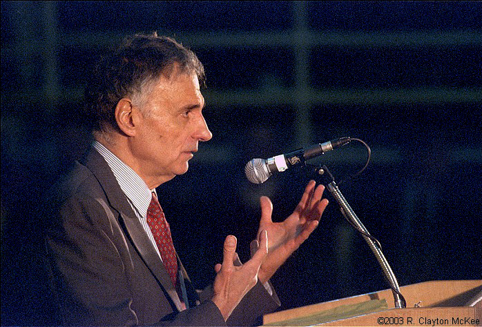 Activist/Author/Advocate/Political Candidate Ralph Nader speaking; Democracy Rising rally, Austin, Texasz